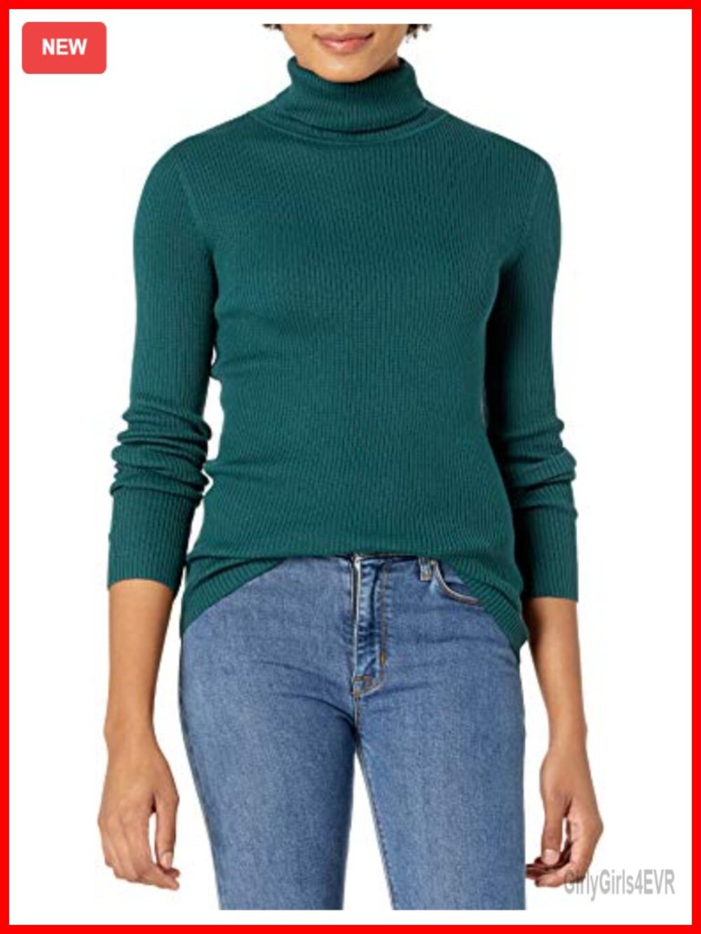 Women's Slim-Fit Long-Sleeve Ribbed Turtleneck Sweater Cotton Blend